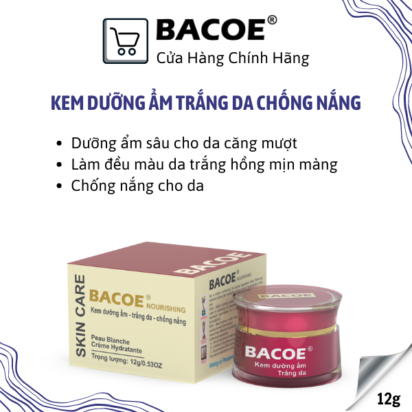 KEM BACOE Kem Dưỡng Ẩm Trắng Da Chống Nắng Bacoe