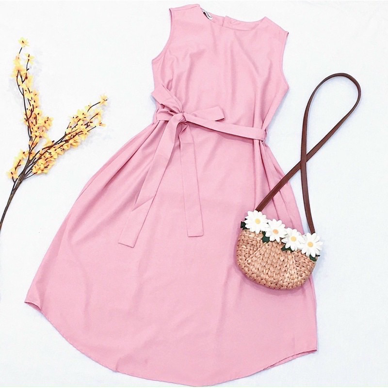 Đầm váy mint cột eo