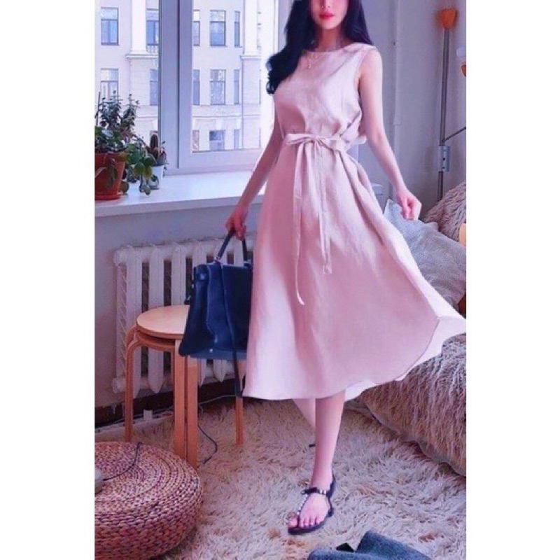 Đầm váy mint cột eo