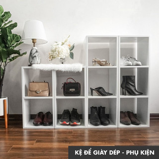 Kệ gỗ tổ ong đa năng màu trắng hiện đại sang trọng lắp ghép tiện dụng