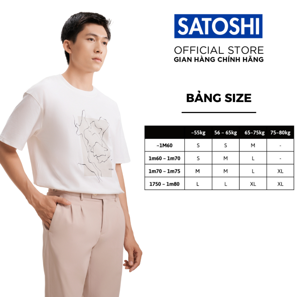 Áo thun Satoshi nam tính SATS101 chất cotton cổ tròn in hình hoạ tiết form vừa thoải mái thấm hút mồ hôi