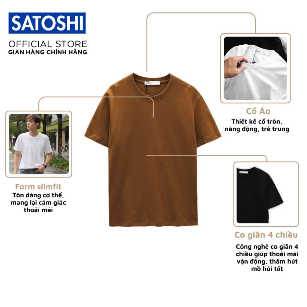 Áo thun nam Satoshi SATS96 cổ bo zip tay ngắn chất thun single 270GSM 4 màu trẻ trung, thanh lịch