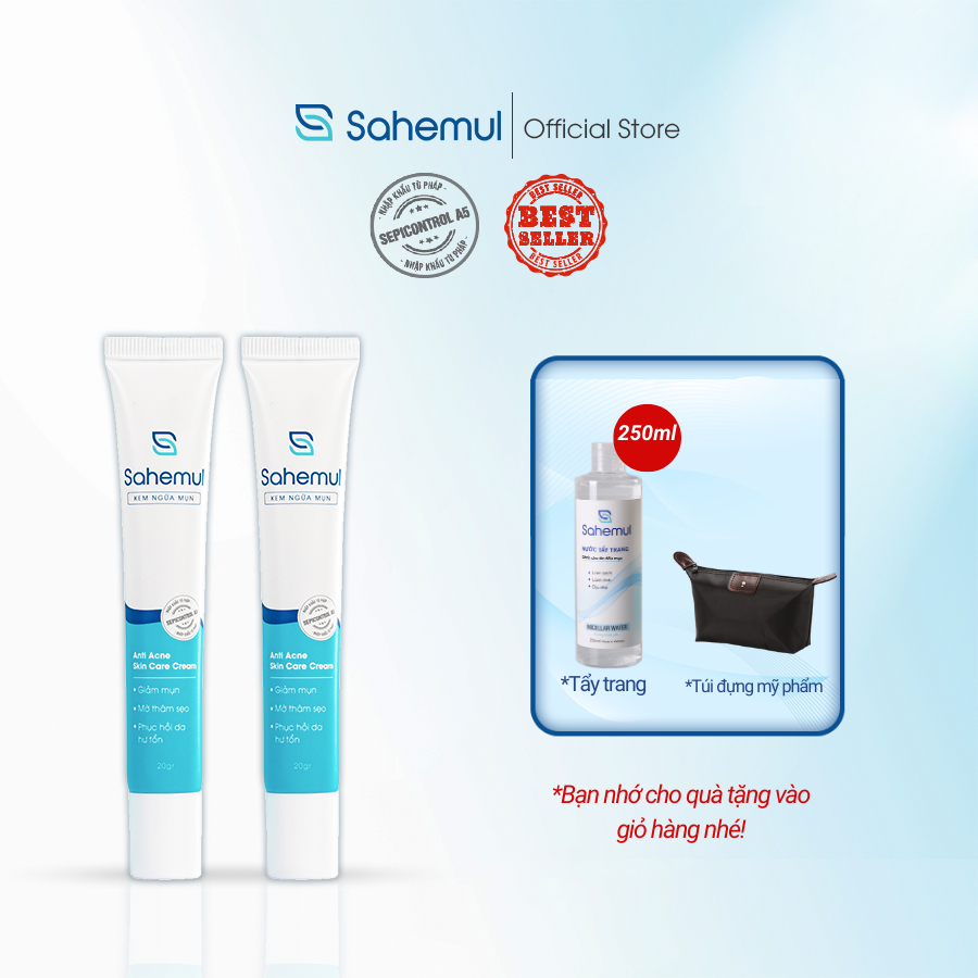 Combo 2 Tuýp Kem Ngừa Mụn Sahemul dùng cho mụn viêm, mụn thâm Anti Acne Skin Care Cream 20gr