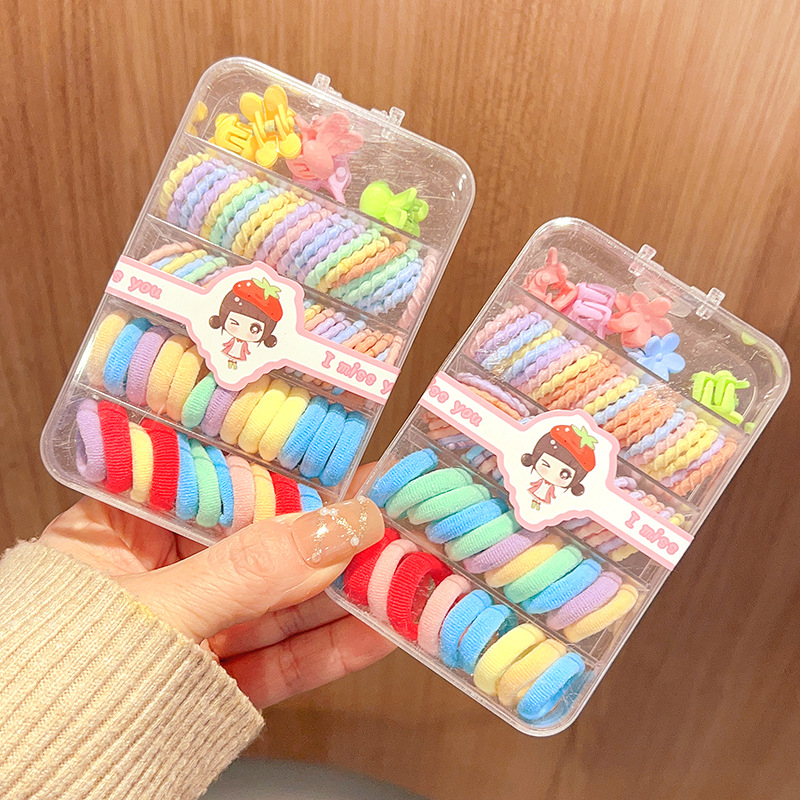 Set Dây Buộc Tóc Kèm Kẹp Càng Cua 5 Ngăn Cho Bé Gái