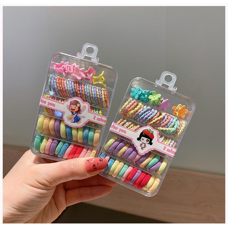 Set Dây Buộc Tóc Kèm Kẹp Càng Cua 5 Ngăn Cho Bé Gái