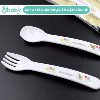 Set 2 thìa dĩa nhựa cho bé OSK Nhật Bản