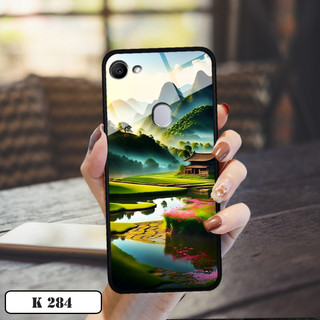 Ốp lưng kính 3d phong cảnh đồng quê cho điện thoại oppo f7