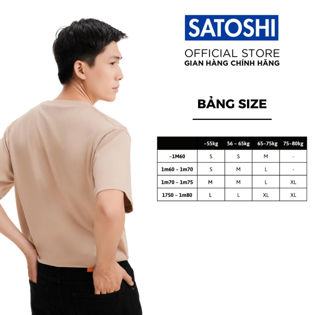 Áo thun nam Satoshi tay ngắn, cổ tròn hoạ tiết in đơn giản SATS108 chất vải cotton thoáng mát