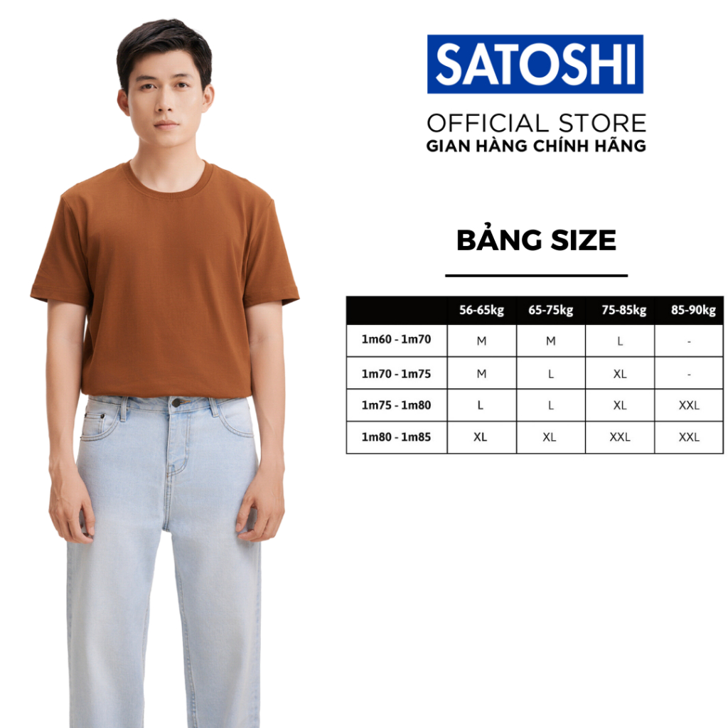 Áo thun nam Satoshi tay ngắn cổ tròn đơn giản SATS88 vải cotton 2 chiều thoáng mát nhiều màu