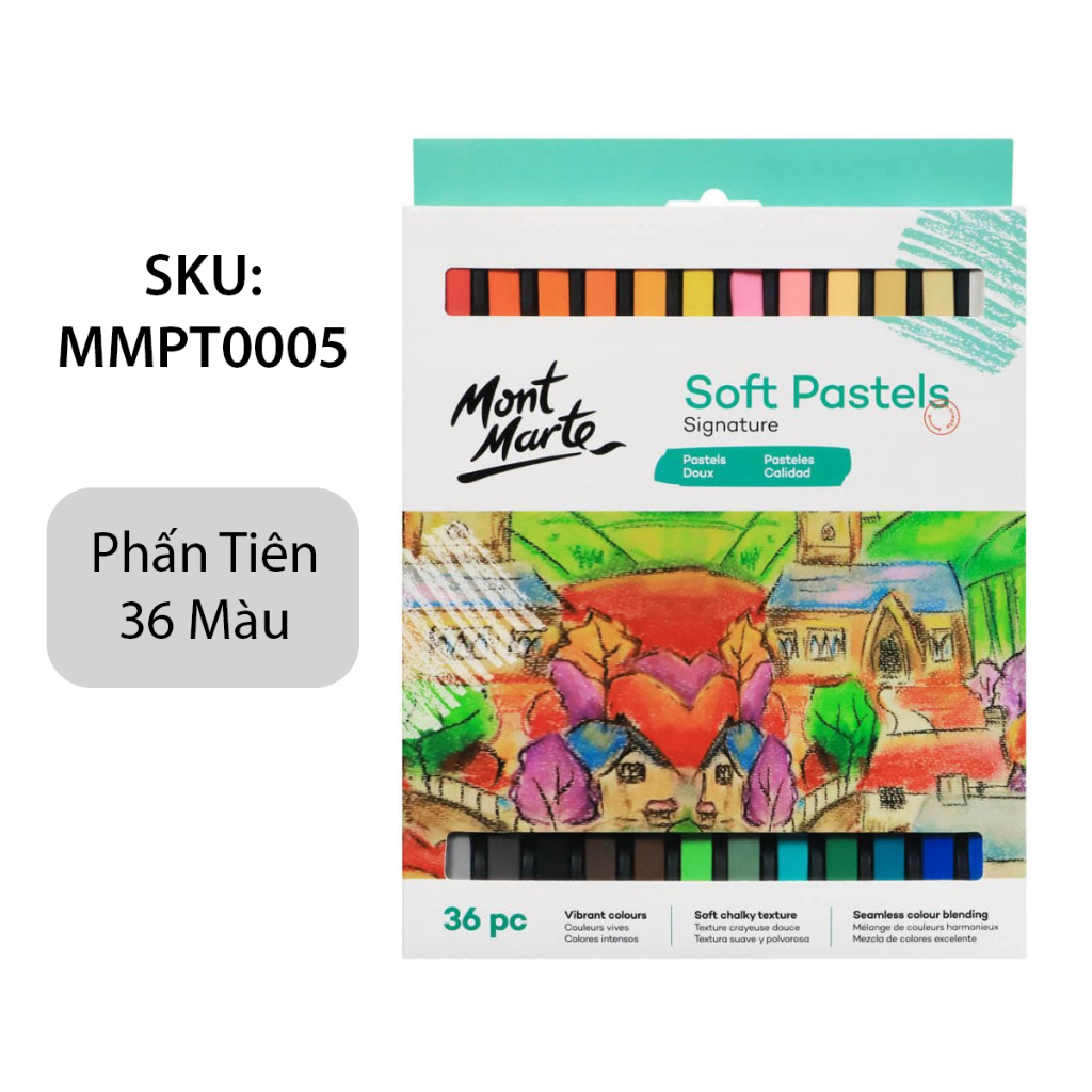 Bộ Phấn tiên Mont Marte 36 Màu - Signature Soft Pastels 36pc - MMPT0005