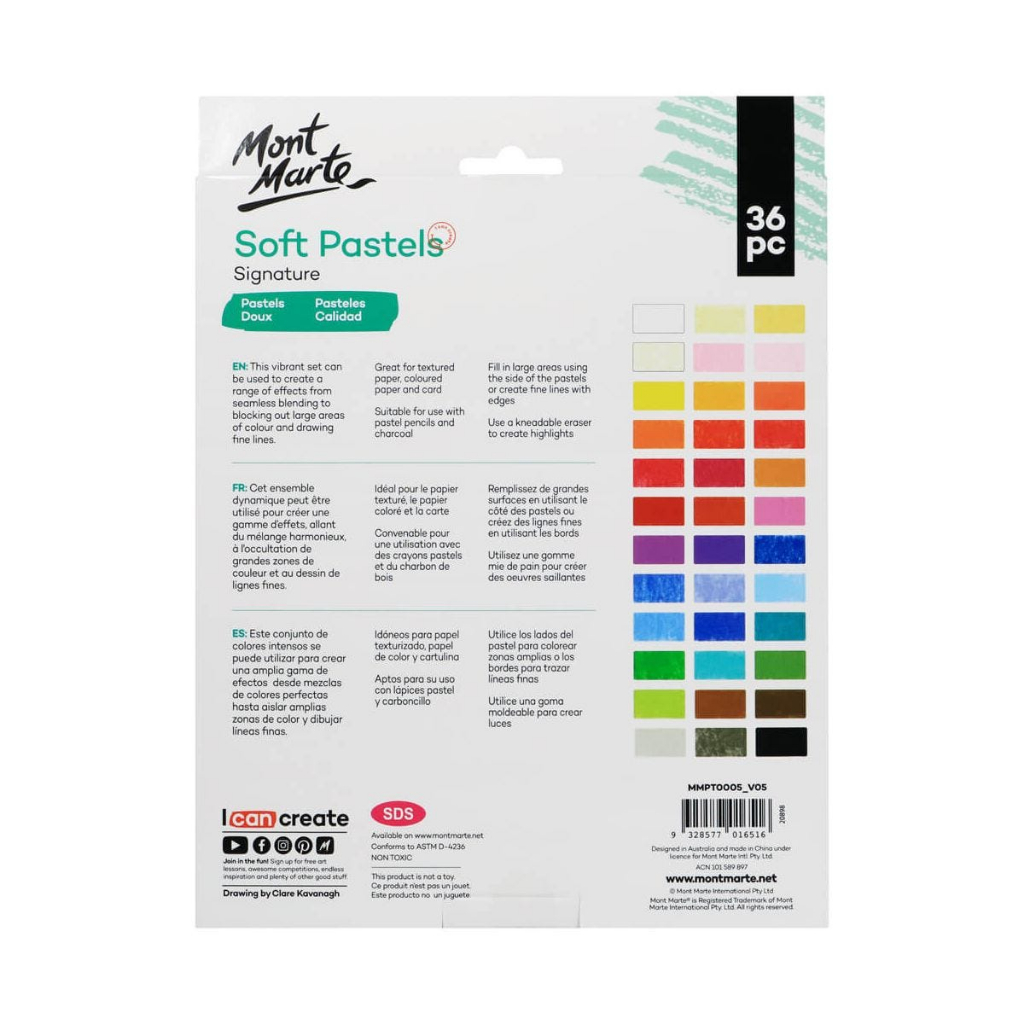 Bộ Phấn tiên Mont Marte 36 Màu - Signature Soft Pastels 36pc - MMPT0005