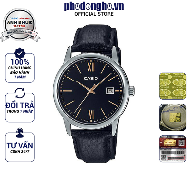 Đồng hồ nam dây da Casio Anh Khuê MTP-V002L-1B3UDF