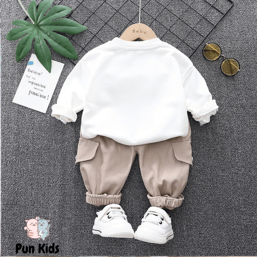 Bộ bé trai, Bộ quần áo thu đông bé trai cao cấp hình ô tô cá tính cho bé 8-22kg BD41