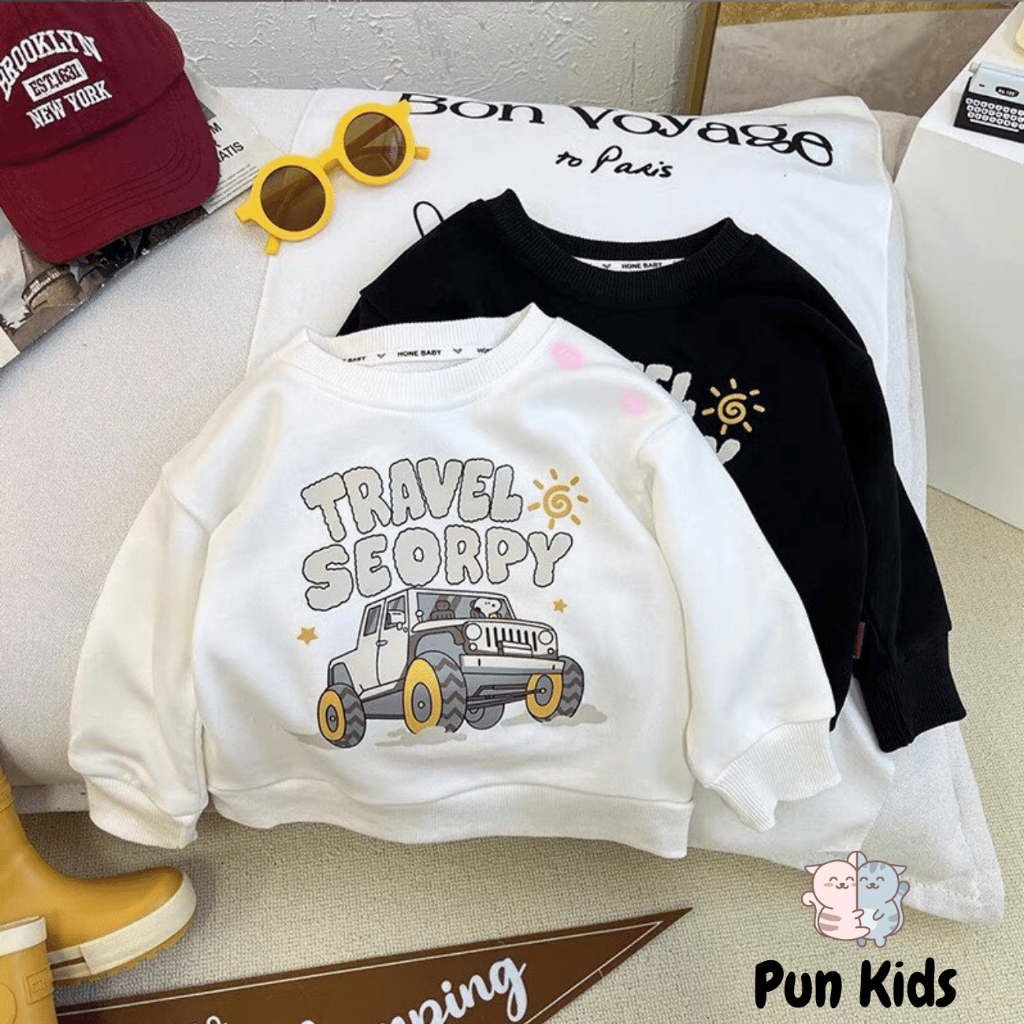 Bộ bé trai, Bộ quần áo thu đông bé trai cao cấp hình ô tô cá tính cho bé 8-22kg BD41