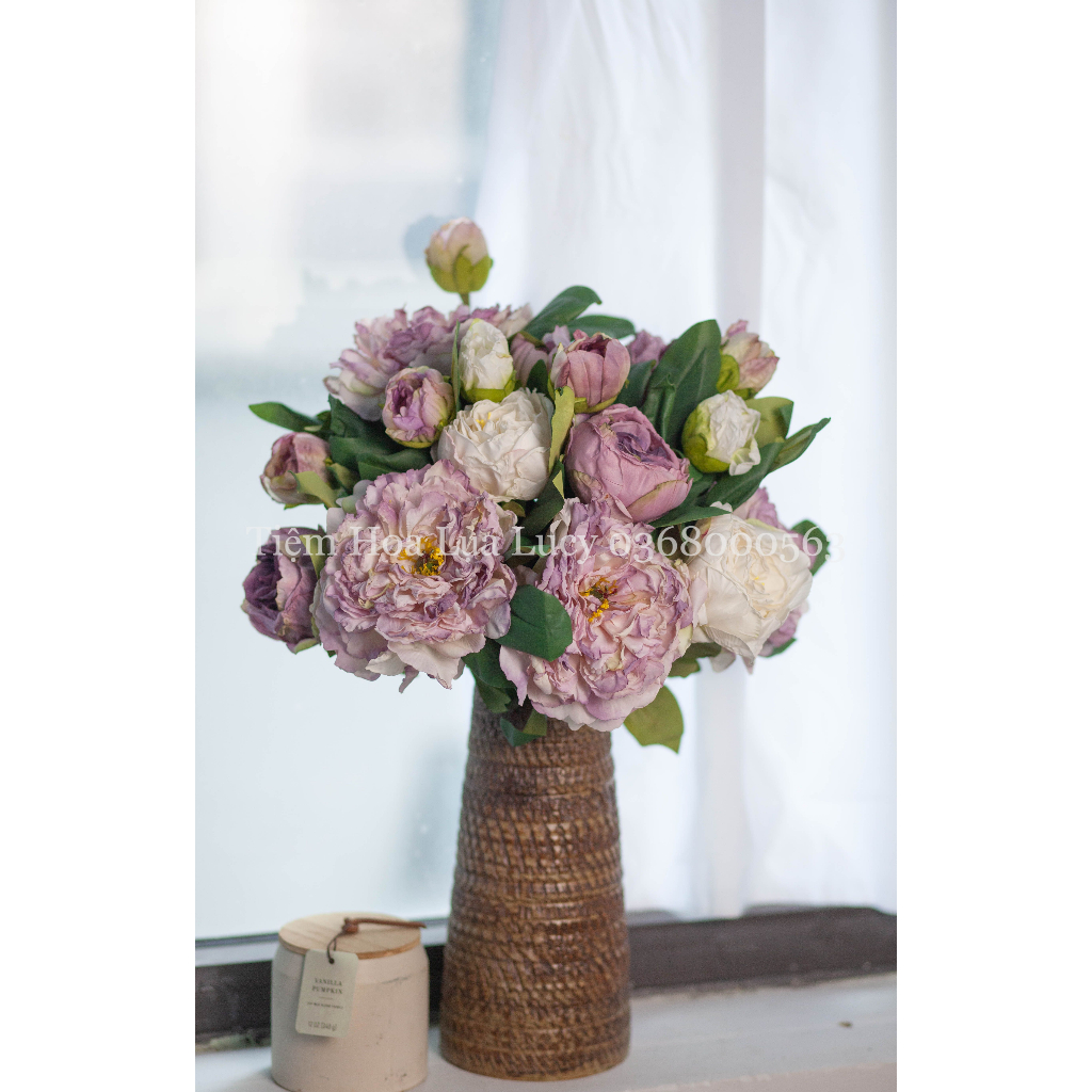 Hoa Mẫu Đơn Peony Bông Lớn Hoa Lụa Cao Cấp Nhiều Màu- Hoa Giả Decor Trang Trí