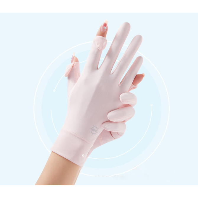 Găng tay chống nắng hai ngón lụa băng mùa hè mỏng thoáng khí lòng bàn tay thiết kế chống trơn trượt co giãn thoải mái