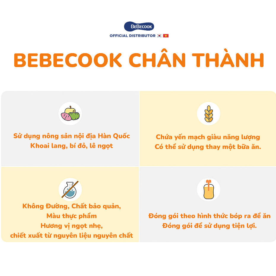 Trái cây nghiền ăn dặm cho bé BeBecook nhiều vị dành cho trẻ 6 tháng 80g/túi