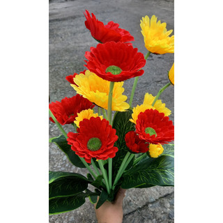1 bụi hoa đồng tiền lá cải 6 bông 3 nụ 47cm giả - hoa giả - hương flower