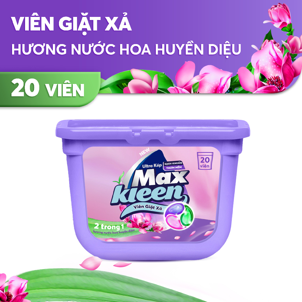 Combo 2 Hộp Viên Giặt Xả MaxKleen 2 Trong 1 (20 Viên/Hộp) - Hương Huyền Diệu