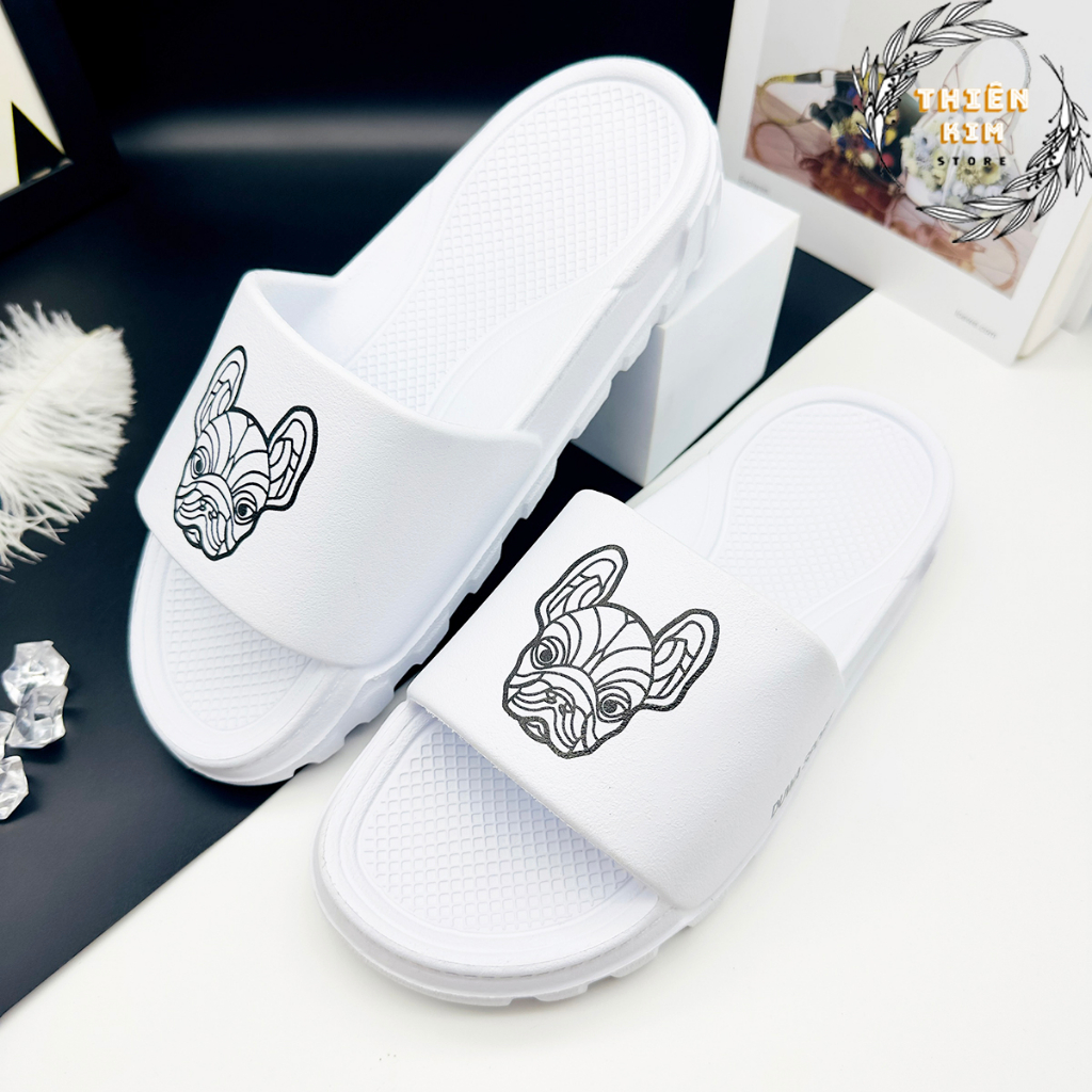 Dép bánh mì nam nữ đúc nguyên khối hình chú cún dễ thương đế mềm êm chân đi nước đi mưa D7766