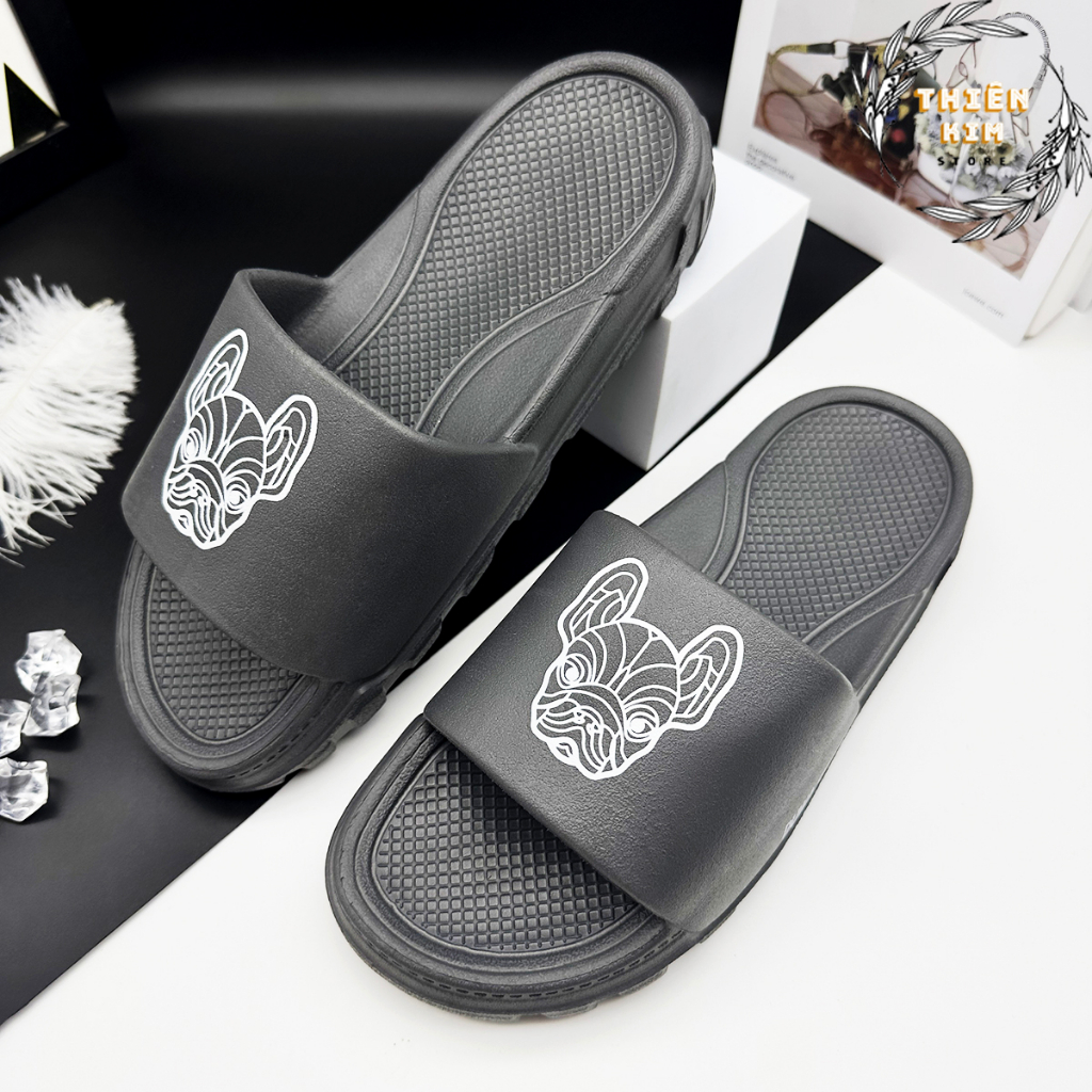 Dép bánh mì nam nữ đúc nguyên khối hình chú cún dễ thương đế mềm êm chân đi nước đi mưa D7766