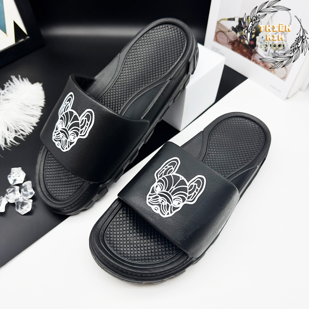 Dép bánh mì nam nữ đúc nguyên khối hình chú cún dễ thương đế mềm êm chân đi nước đi mưa D7766