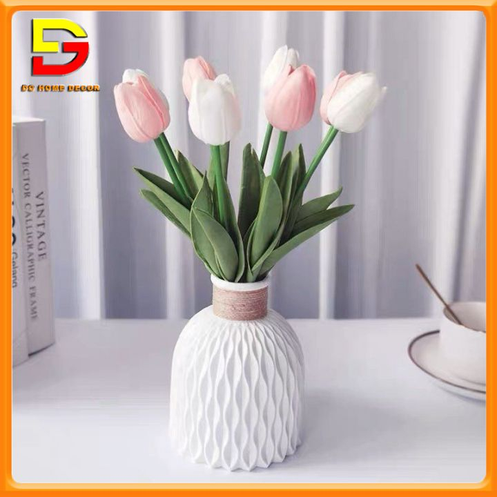 Lọ Hoa Tulip Để Bàn Hoa Giả Trang Trí Cao 25-28cm Decor Phòng Khách Bàn Học LL-562