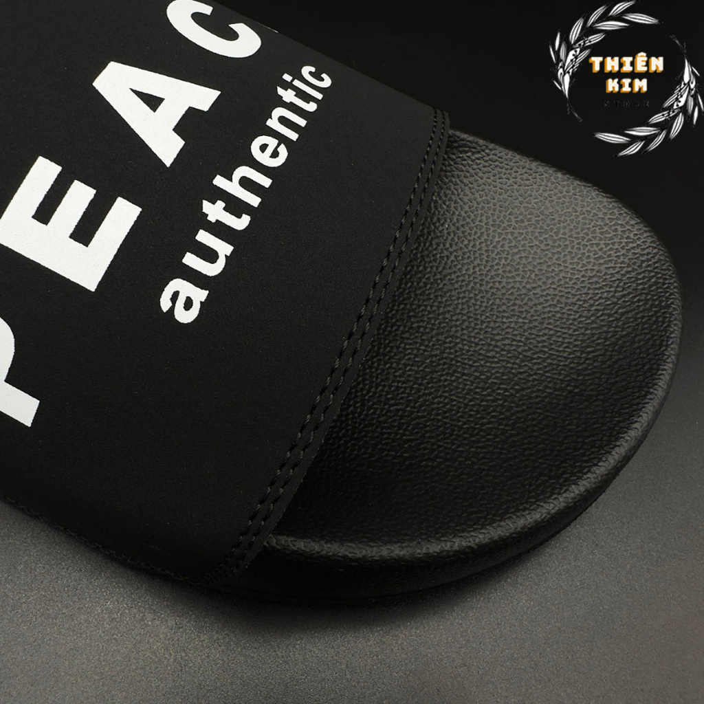 Dép nam quai ngang thời trang cao cấp đen tinh tế in chữ PEACE big size cho chân to quá cỡ D7762