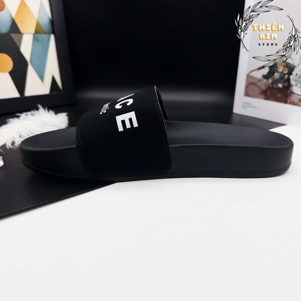 Dép nam quai ngang thời trang cao cấp đen tinh tế in chữ PEACE big size cho chân to quá cỡ D7762