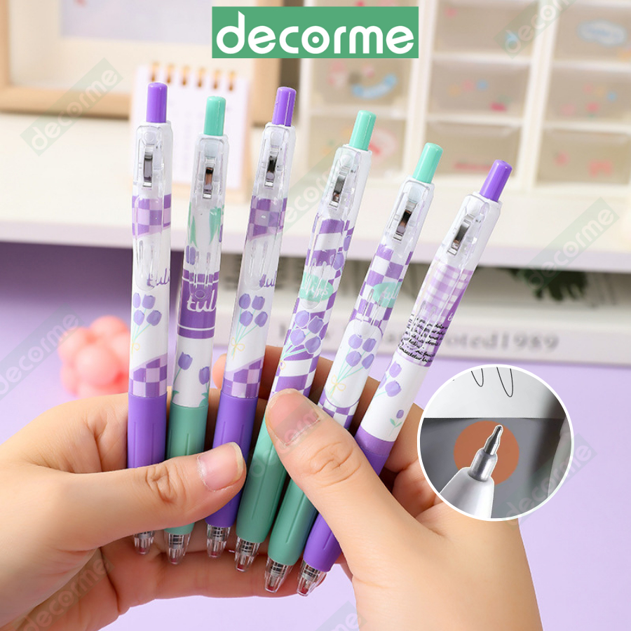 Bút Gel bấm Shaoqin đen 0,5 DecorMe cà phê matcha Bút gel bấm đáng yêu văn phòng phẩm Decorme
