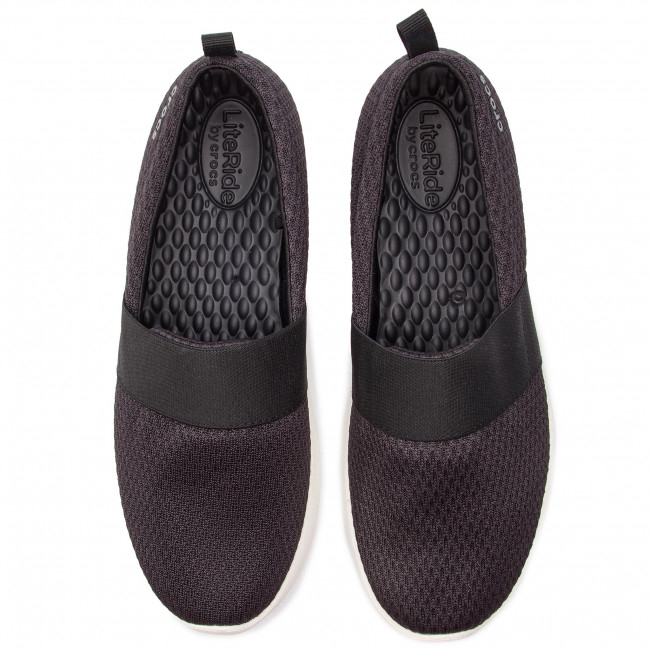 GIÀY VẢI THUN LƯỚI CROCS LITERIDE SLIPON  CHO NỮ MÀU ĐEN TRẮNG