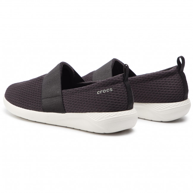 GIÀY VẢI THUN LƯỚI CROCS LITERIDE SLIPON  CHO NỮ MÀU ĐEN TRẮNG