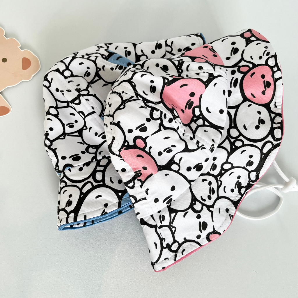 Nón rộng vành bé trai, bé gái 3-8 tuổi, vải Cotton mềm mỏng thoáng khí, mũ tai bèo chống nắng thời trang phong cách Poco