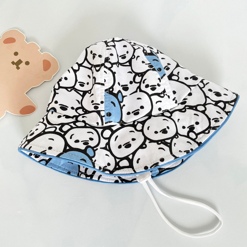 Nón rộng vành bé trai, bé gái 3-8 tuổi, vải Cotton mềm mỏng thoáng khí, mũ tai bèo chống nắng thời trang phong cách Poco