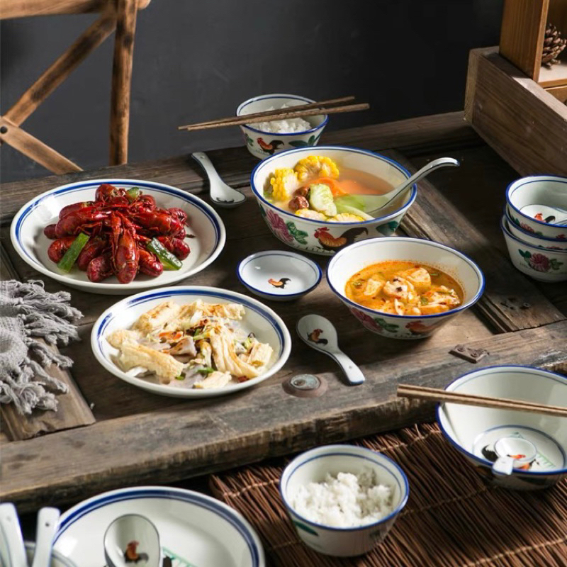 Bộ bát đĩa hình con gà, bát đĩa decor