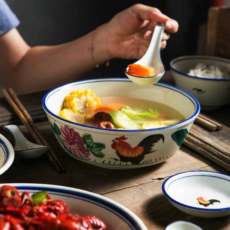 Bộ bát đĩa hình con gà, bát đĩa decor