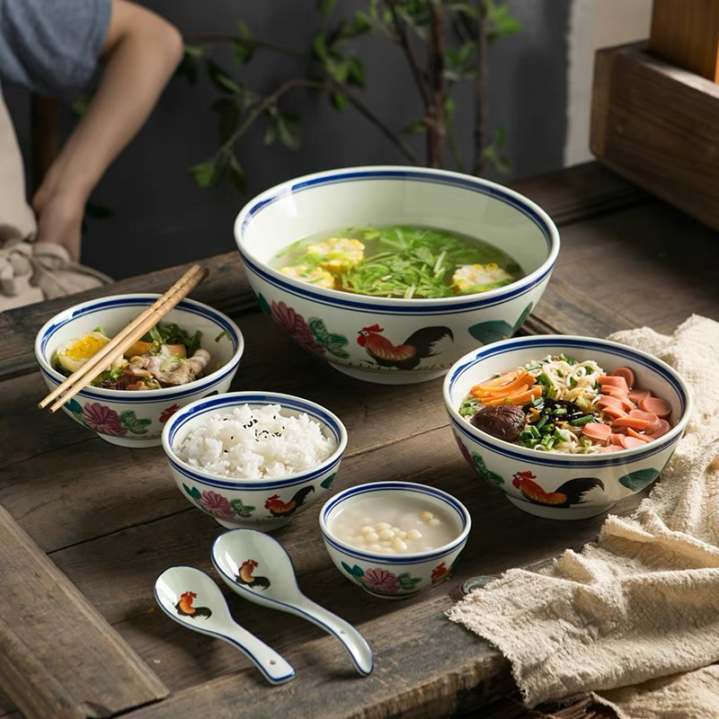 Bộ bát đĩa hình con gà, bát đĩa decor