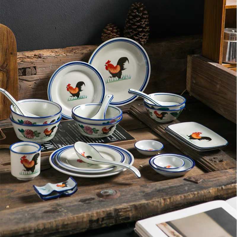 Bộ bát đĩa hình con gà, bát đĩa decor