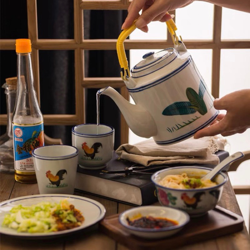 Bộ bát đĩa hình con gà, bát đĩa decor