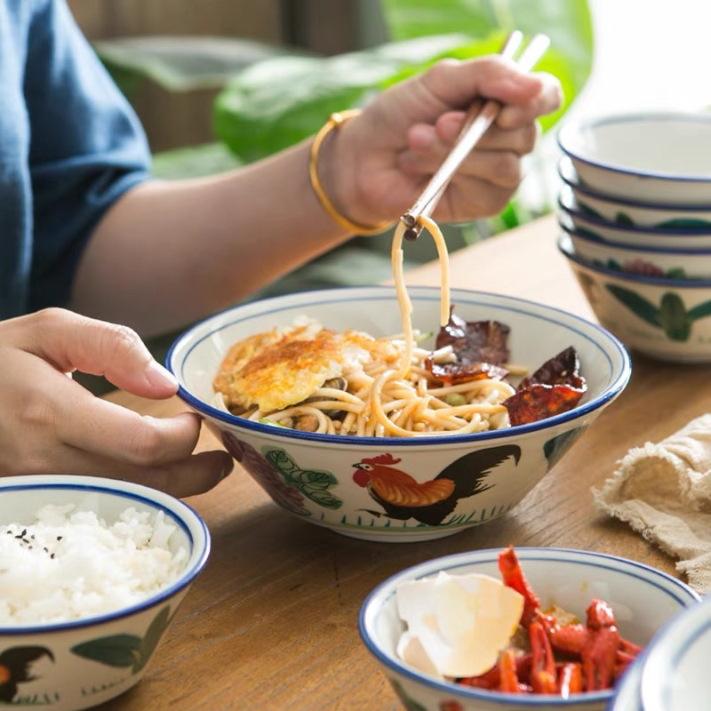 Bộ bát đĩa hình con gà, bát đĩa decor