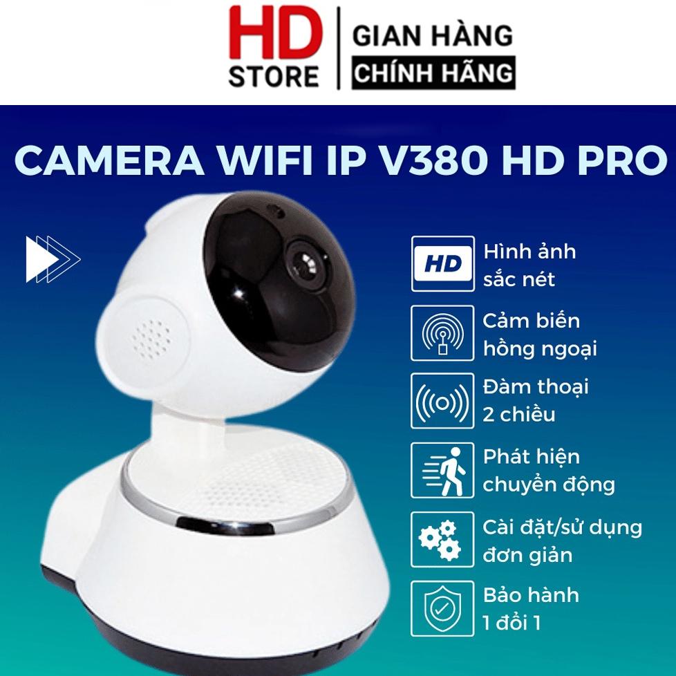 Camera wifi V380 KAW IP giám sát xoay 360 độ, phát hiện chuyển động, đàm thoại hai chiều