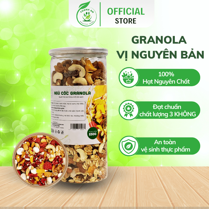 Granola siêu hạt Thanh An Healthy Food, Granola siêu hạt, ngũ cốc ăn kiêng nhiều dinh dưỡng, hộp 530