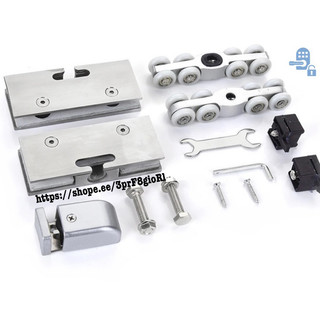 Bánh xe treo cửa lùa kính cường lực inox 304 HMR sử dụng máng nhôm