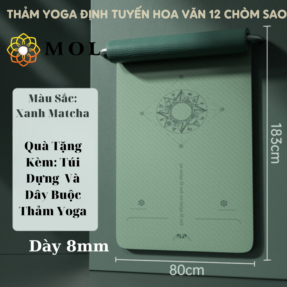 Thảm tập yoga định tuyến 12 chòm sao bám tốt, bền nhẹ 80x0.8 cm