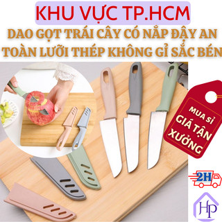 [Sỉ Siêu Rẻ] Dao Gọt Trái Cây Có Nắp Đậy An Toàn, Lưỡi Dao Thép Không Gỉ Sắc Bén, Chống Mài Mòn, Cán Dao Nhựa Lúa Mạch
