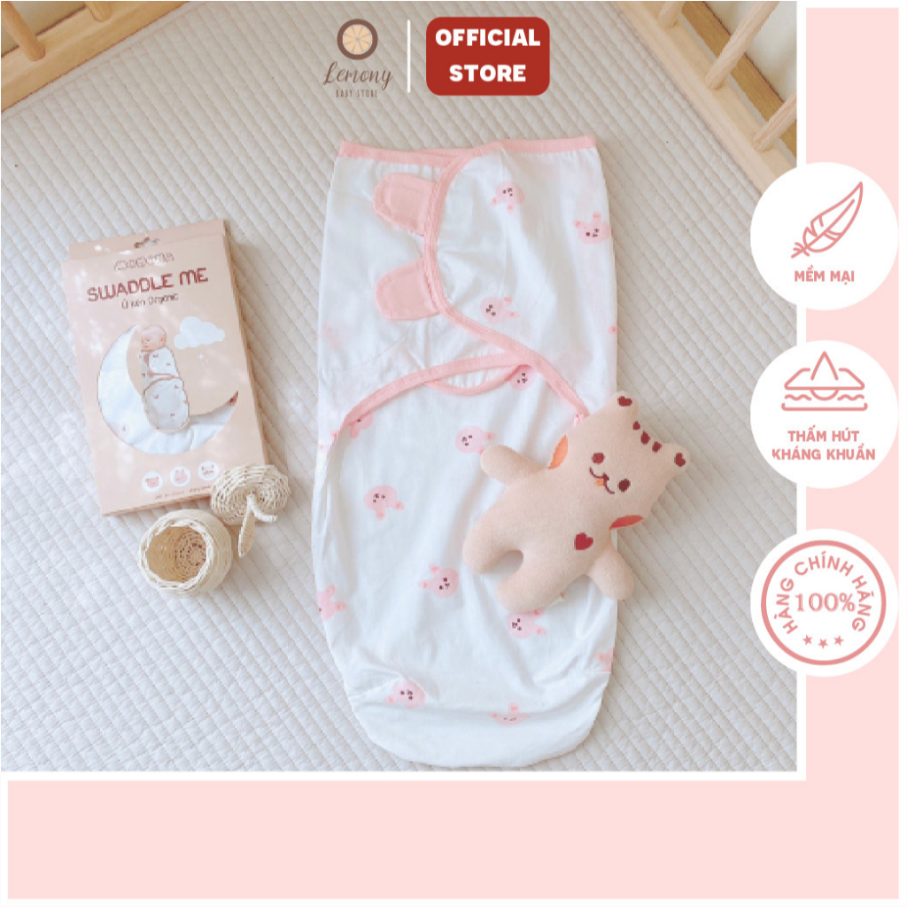 Ủ kén sợi Cotton Organic, Ủ kén Monona thiết kế thông minh giúp bé không bị giật mình