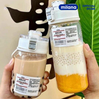  Bình nhựa đựng nước muji trong suốt 350ml 550ml 800ml cao cấp nắp chống tràn có quai đeo 