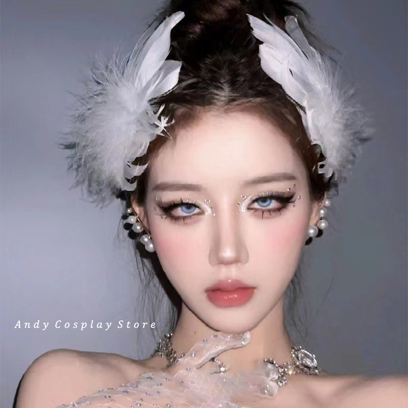 Cài tóc lông vũ bản to