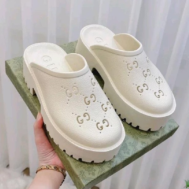Giày Sục Đạp Gót Gucci Đế Cao 5cm Phiên Bản L.Auth Bestquanity chất liệu cao su non êm đẹp Đủ sz nam nữ