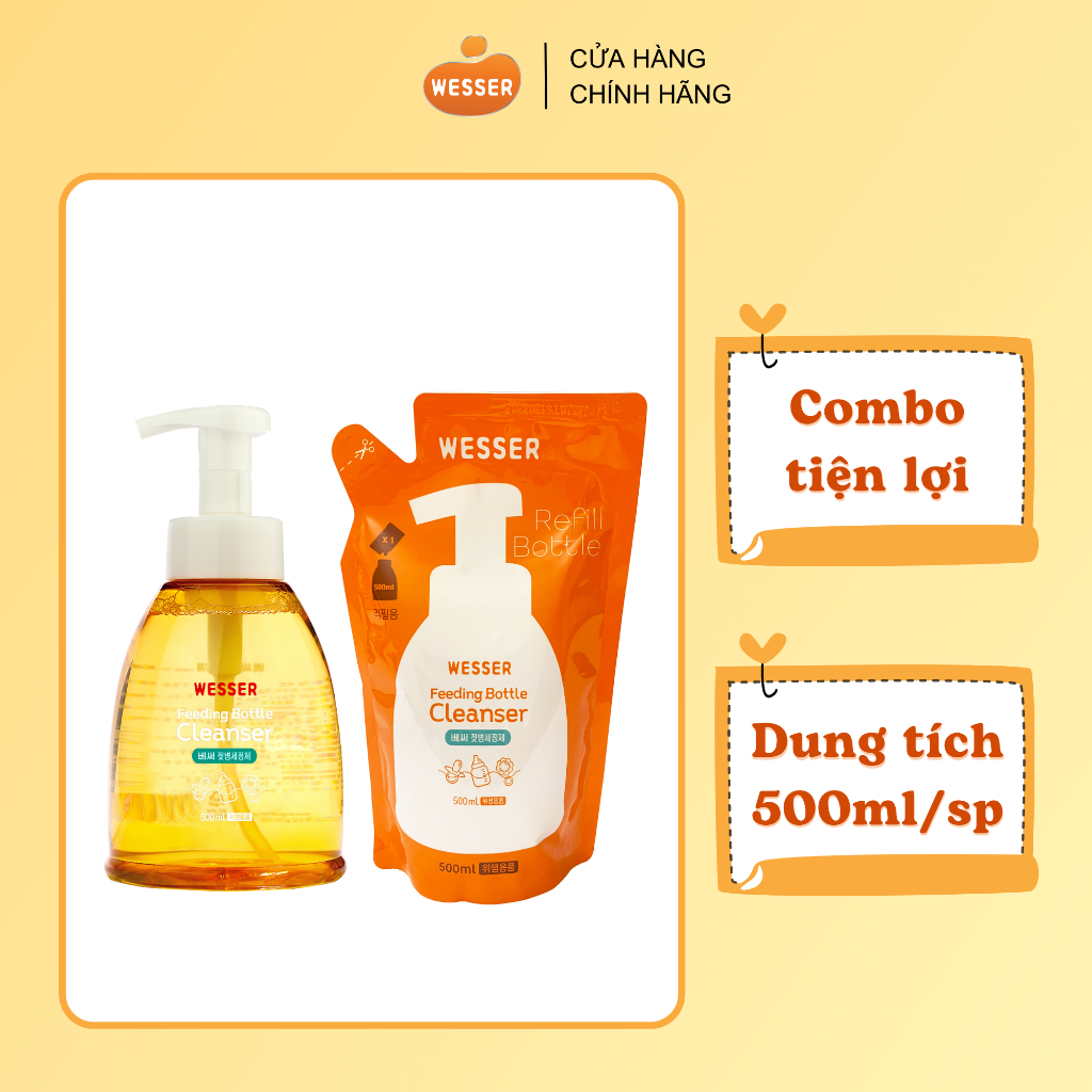 Bộ nước rửa bình sữa Wesser 500ml